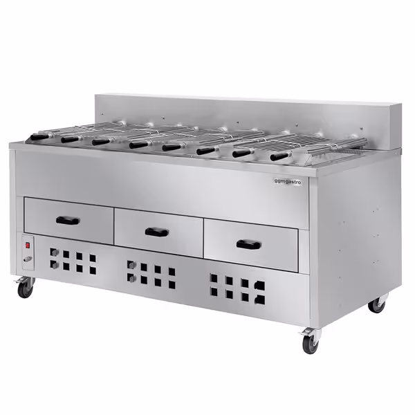 Faszenes grill - 1 800 mm - 2 grillrács - 8 nyárssal