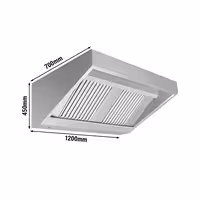 Sienas tvaika nosūcējs - 1200 mm - 700 mm dziļums - ar tauku filtriem un LED apgaismojumu