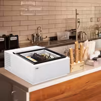 Countertop Ice Cream Display Freezer - 670mm - Static cooling - for 3 x 5 litres Napoli pans - White - hinged glass lid
