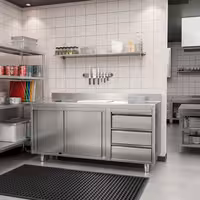 خزانة قاعدية ستانلس ستيل KOPENHAGEN PREMIUM - 2000x600mm - وحدة أدراج 3 يمين - مع حاجز خلفي