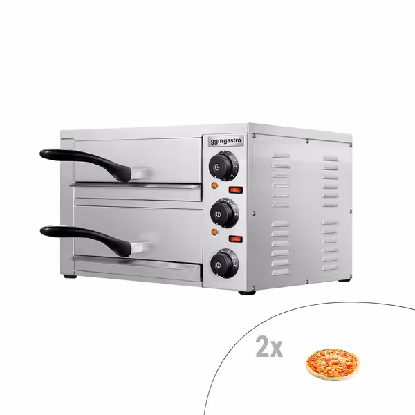 Electric Pizza Oven - Double Deck - 1+1 - Ø 33cm (13") - 230V Single Phase - Mechanical Controls - up to 300°C