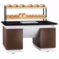 Bakery Buffet Display Counter DUBLIN - 1600mm - with 2 Shelves - on Castors - Black Granite Worktop