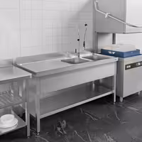 Sudoper PREMIUM - 1800x600 mm - s donjom policom - s 2 koritima - korita desno - inox