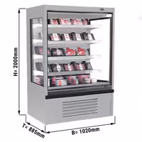 Commercial multideck display fridge - Open front - 1020mm - 602L - with 4 shelves - incl. night blind
