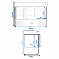 Pizzakylbänk ECO - 1400x700 mm - 3 glasdörrar