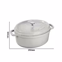 STAUB | Cocotte Oval Enamelled Cast Iron Casserole Dish – 230 mm Oval – White Truffle