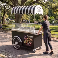 Ice Cream Cart - 1570mm - with sink - for 7 x 5 litres Napoli pans
