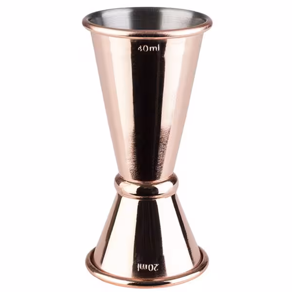 (6 adet) Paslanmaz Çelik Jigger - İki Ölçekli - 2/4cl - ara çizgiler 1/3cl - Bakır Kaplama