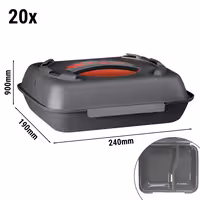 (20 kom) Menubox (višekratni) - 600 ml - 2-dijelna - 240x190x90 mm - stapljiva - antracit/crvena