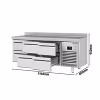 Aukstuma galds PREMIUM PLUS - 1960x600 mm - 385 l - ar 6 atvilktnēm - Ar apmali