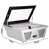 Countertop Ice Cream Display Freezer - 867mm - Static cooling - with LED lighting - for 4 x 5 litres Napoli pans - hinged glass lid