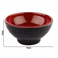 (6 adet) Ramekin (Sos Kasesi) - ASIA PLUS - Melamin - 60ml - yuvarlak - Ø75mm - Siyah/Kırmızı