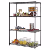 رفوف فولاذية - 900x450mm - عمق: 450 mm - 4 رفوف (قابلة للتعديل) - أسود - الحمولة: 180 kg