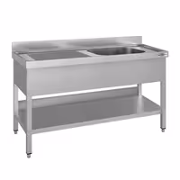 Sudoper za lonce ECO - 1600x700 mm - s donjom policom - s 1 koritom - korito desno - inox