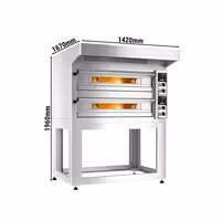 Electric Deck Pizza Oven - Twin Deck - Refractory Stone Deck - 9+9 - Ø 33cm (13") - Mechanical Controls - incl. Stainless steel hood & Base frame