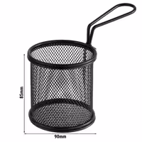 (6 Stück) Servier Frittierkorb - SNACKHOLDER - Edelstahl - Ø 90mm - Schwarz