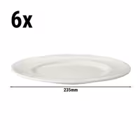 (6 pcs) LUX | Plate - flat - Porcelain - Ø235mm - Ivory
