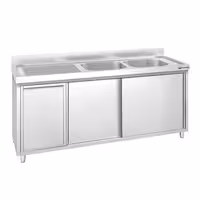 PREMIUM umivaonik – 1800 x 600 mm – s košem za smeće i 2 sudopere na desnoj strani