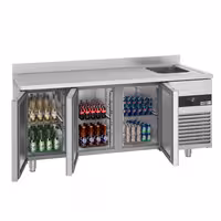 Rashladni pult PREMIUM - 1900x700 mm - 420 l - Ventilirano hlađenje - s 3 vrata - s 1 korita - Leđni podignuti rub