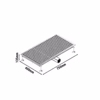 Podni odvod od nehrđajućeg čelika – 750 x 400 mm – ugradnja u ravnini s podom i bočni izlaz – Ø 70 mm
