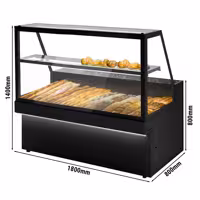 Brottheke TORONTO - 1800mm - schwarze Front - 1 Ablage