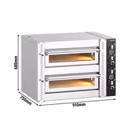Electric Deck Pizza Oven - Twin Deck - Refractory Stone Deck - 4+4 x Ø 24cm (10") - 230V 3 Phase - Mechanical Controls - up to 450°C