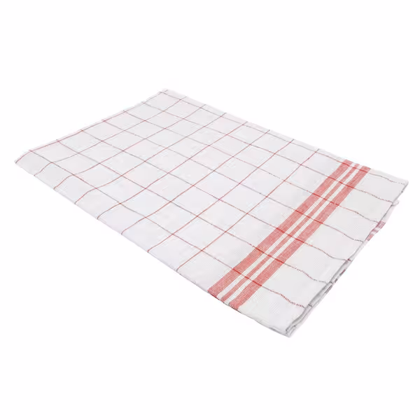 (180 unid) Pano para copos em Linho e algodão lavável a 95°C; resistente ao cloro - 65x65cm - Vermelho / Branco