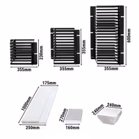 Etagere / Buffet Stand - Stainless steel frame & Plexiglas shelves - White with black columns - square - Height: 600mm - incl. 3 Melamine bowls