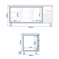 Commercial Counter Fridge PREMIUM - 1865x700mm - with 2 doors - 3 drawers - capacity 474 litres