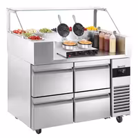 Pripremni rashladni pult - 1210x700 mm - 4 ladice - za 9x GN 1/6 - uklj. Aparat za vafle – u obliku srca