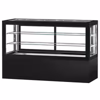 Commercial cake display fridge - 990L - 2010mm - Double glazing - square - with 2 shelves - rear sliding door - for patisserie - Black