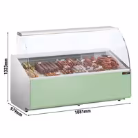 Serve Over Counter - 1881mm - front panel light green - capacity 387 litres - with 3 doors