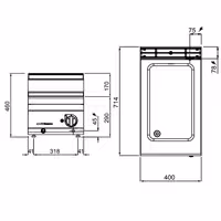 Toplovodna kupka električna - 1,2 kW - 1x GN 1/1 - s odvodnim ventilom