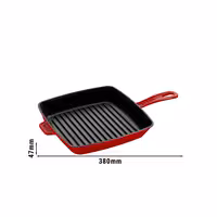 STAUB | Pure Grill Square Cast Iron Grill Pan – 26x26 cm - Cherry Red - American Grill, Non-Stick