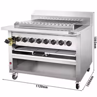 Commercial Gas Chargrill - for Adana & Shish Kebabs - 15 Auto-Rotating Skewers - 36.2kW - Freestanding - 1120mm - 790mm Deep - 8 Burners