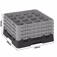 CAMBRO | CAMRACK® - Košara za pranje čaša 1/1 - 16 odjeljaka - Sa 4 produžetka - 500x500 mm - Crna boja