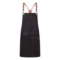 KARLOWSKY | Cross-Back Bib Apron Urban X-Style – Black - 680×800 mm - 100% Cotton - Leather Straps