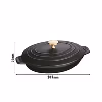 STAUB | Oval Cast Iron Casserole with Lid – 230 mm - Black - Induction, Grill & Oven