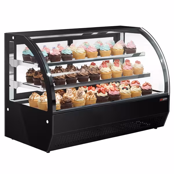 Pöytämallinen kylmävitriini - 140 l - 900 mm - 2 lasiovea - kaksinkertainen lasi - 2 hyllyä - liukuovet - musta