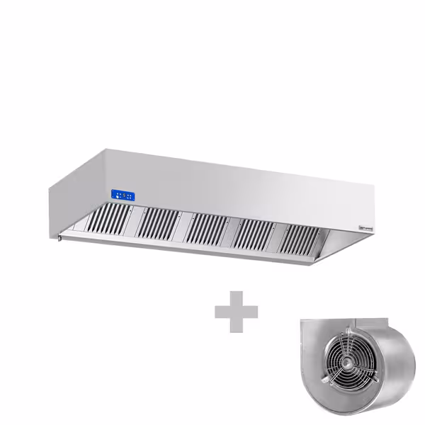 Commercial Wall-Mounted Extractor Hood with Motor – 2600mm – with Speed Controller, Baffle Filters & Lighting