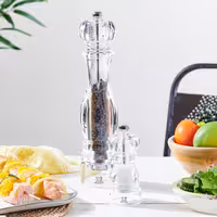(12 pieces) PEUGEOT | NANCY Salt & Pepper Mill Set – Acrylic - 18 cm - Steel Salt & 2-Stage SS Pepper