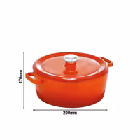 Gjutjärnsgryta - gjutjärn - 2,56 l - Ø 20 cm - Höjd: 11,5 cm - orange - inkl. lock - med passar alla hällar inkl. induktion