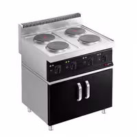 Električni štednjak - Linija 700 - 800x700x1000 mm - 12,8 kW - 4 ploče - samostojeći - zatvoreni ormarić s 2 vratima