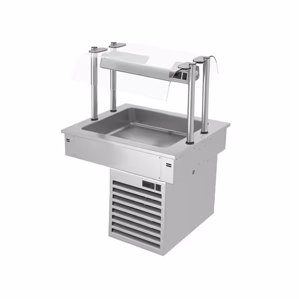 Upotettava kylmäallas - 800 mm - +2–+8 °C - 2 GN 1/1-astiaa - 190 W - lasisuoja