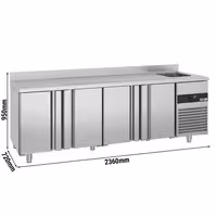 Rashladni pult PREMIUM - 2360x720 mm - 540 l - Ventilirano hlađenje - s 4 vrata - s 1 korita - Leđni podignuti rub