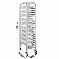 Inox kolica za GN plehove - za 17 GN 1/1 - kotači Ø 125 mm (2 s kočnicom)