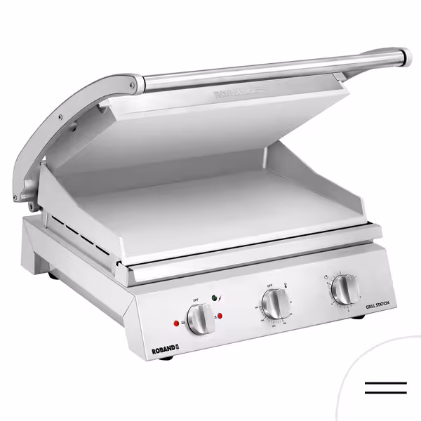 ROBAND | Contact grill / Grătar pentru hamburgeri - 3,1 kW - suprafață netedă sus și jos - Suprafață de gătit: 500 x 275 mm