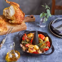 STAUB | Cast Iron Chicken Roaster – Ø 24 cm - Black - Dual Pour Spouts, Oven to 260°C