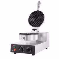 Commercial Waffle Maker - Single - Manual - 1.3kW - Shape: Round - Ø 180mm - plates with Teflon coating