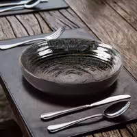 (6 adet) METALLIC - Çukur Tabak Yuvarlak - Steingut, Ø260mm, Gümüş